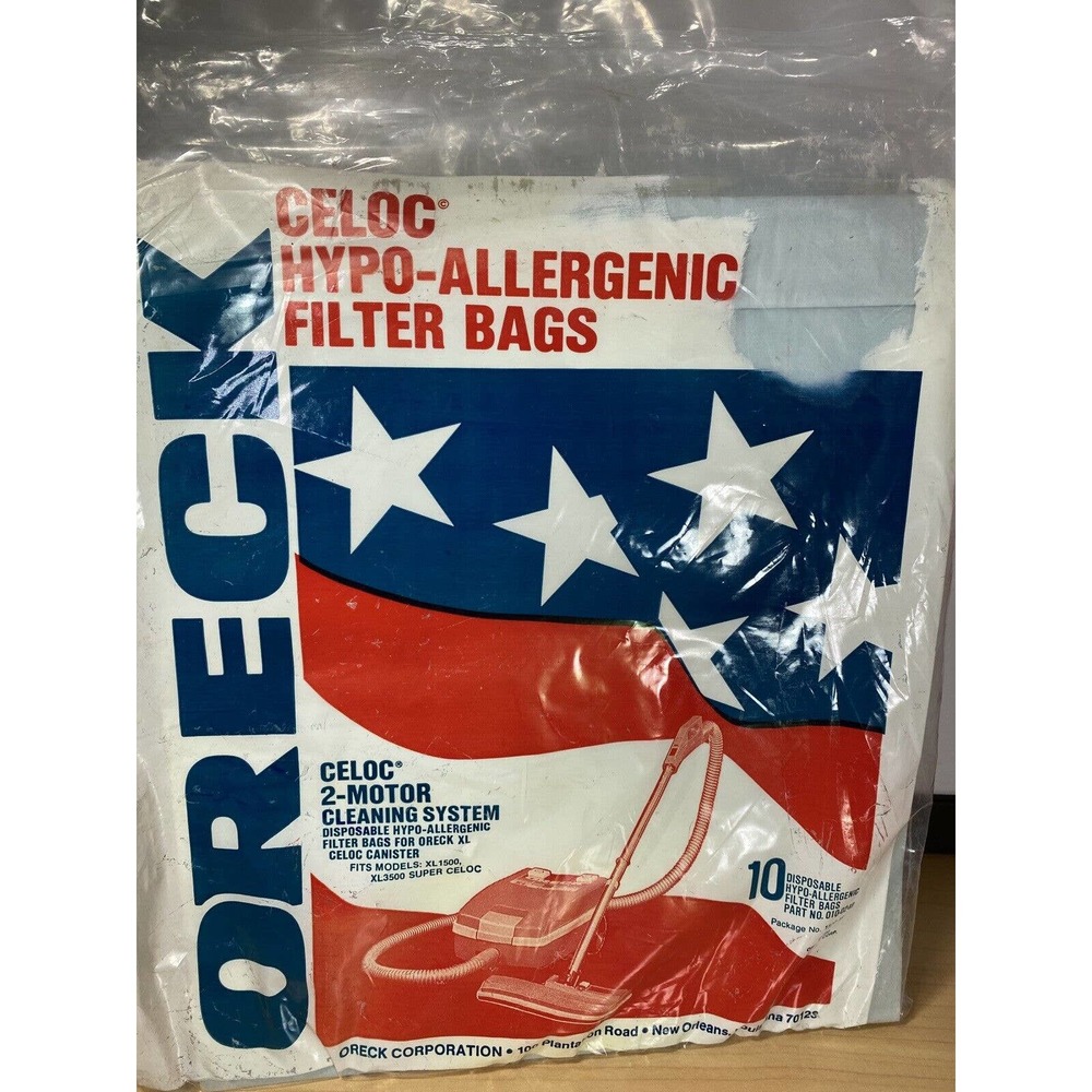 Oreck Celoc 10 Canister Hypo-Allergenic Filter Bags XL 1500 & XL 3500 Vacuum NOS